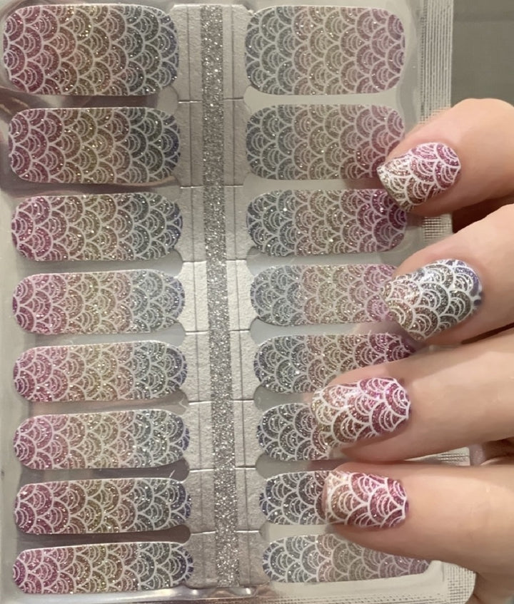 Patterned Ombre Nails (Glitter)