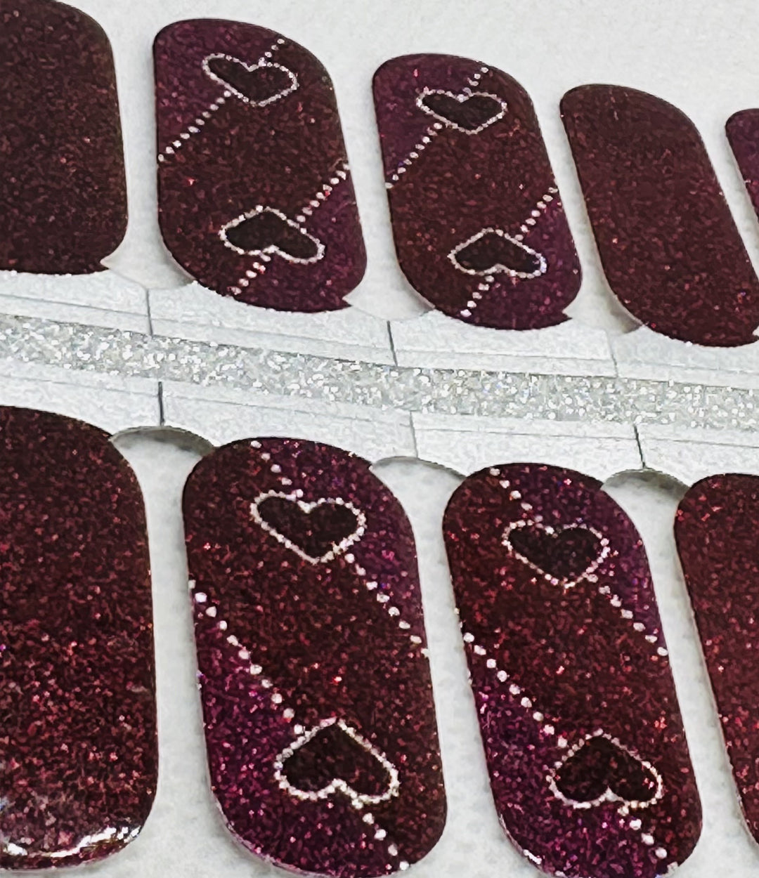 Hearts On Red Glitter